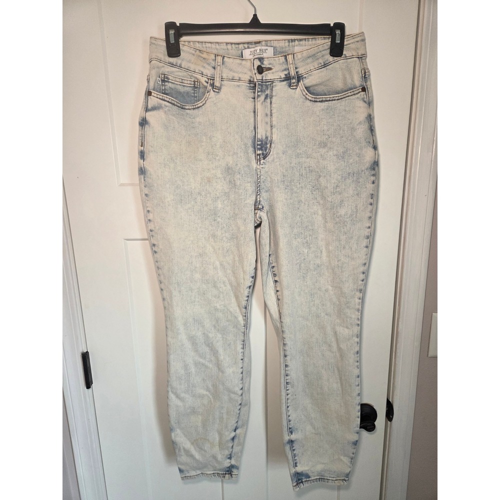 Judy Blue Slim Fit Acid Wash Jeans High Rise Light Blue Denim Plus Size 16W